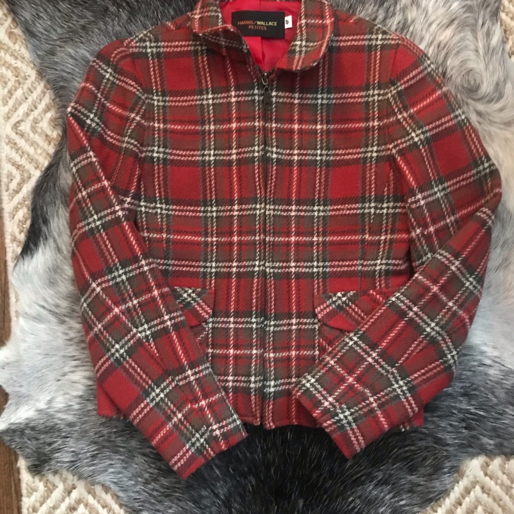 Women’s Wool Plaid Zip Up Jacket.